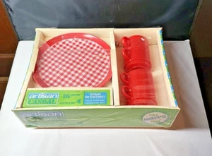 Juego de picnic vintage artesanal informal de 16 piezas 4 platos 4 tazas 4 platillos 4 cuencos - Imagen 1 de 6