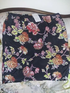 NWT~ Soft Surroundings  BLACK Knee Length Floral Skirt Embellished Detail Sz  L  - Picture 1 of 8