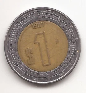 Moneda de un peso de Estados Unidos Mexicanos 1997 - $1 KM# 603 - Imagen 1 de 2