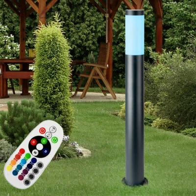 RGB LED Steh Leuchte anthrazit FERNBEDIENUNG Garten Wege Außen Hof Lampe DIMMBAR - Bild 1 von 4