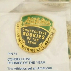 Oakland A's Athletic's Unocal 76 Pin #1 -Consecutive Rookies of the Year/New1991 - Picture 1 of 3