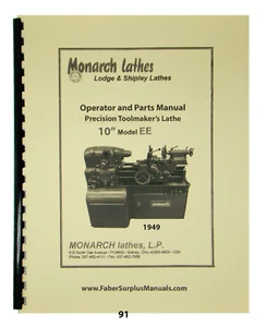 Monarch 10" Model EE Toolmaker's Lathe 1940's-1950's Operator & Parts Manual #91 - Picture 1 of 12