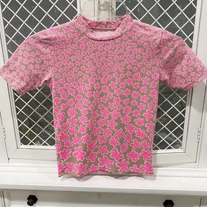 Stella McCartney kids floral rashguard Sz 8 years swim pink brown boho - Picture 1 of 9