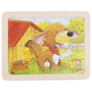 goki Einlege- Puzzle Tierkinder Hund Holzpuzzle Holzspielzeug 57807 Kinder NEU 