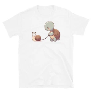 Turtle & Snail Cute Funny T-Shirt - Animal Lover Graphic Tee - Picture 1 of 29