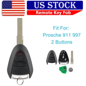 Remote Control Car Key Fob 2 Buttons + Chip For Porsche Boxster S Cayman 997 911 - Picture 1 of 8