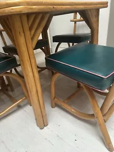 Mid Century Bamboo Dining Set Table with 4 Chairs - Picture 1 of 4