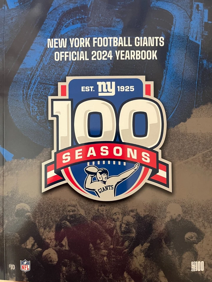 2024 NEW YORK N.Y. FOOTBALL GIANTS YEARBOOK NFL SUPER BOWL 100 SEASONS 280 PGS. - Image 1 of 1
