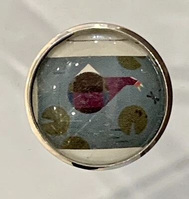 Charley Harper Púrpura Gallinule Juego Pájaro Cantor 1" Vidrio Botón Coser CH659 Foto 1 de 2