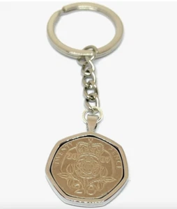 18th Birthday Twenty Pence KeyRing Silver Plated Mount - Picture 1 of 2
