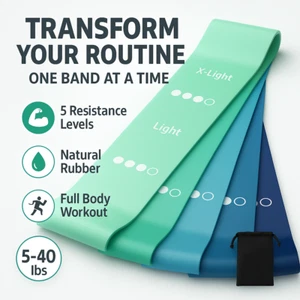 Resistance Bands Set for Women Men – 5 Exercise Bands for Yoga, Stretch, Rehab - Picture 1 of 7
