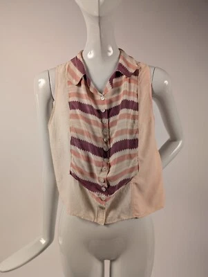 ÚNICO TOP SIN MANGAS DE SEDA A RAYAS MORADAS Y ROSAS AÑOS 20 Foto 1 de 4