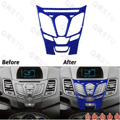 Cubierta de consola de radio interior de fibra de carbono azul para Ford Fiesta 2011-2015 Foto 1 de 4