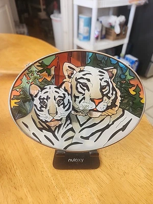 Joan Baker Designs 2007 vitral colgante tigre blanco siberiano 7" X 5,5" Foto 1 de 4