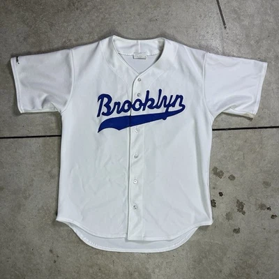 Majestuosa camiseta en blanco de béisbol de los años 80 Brooklyn Dodgers MLB Jackie grande de EE. UU. Foto 1 de 4