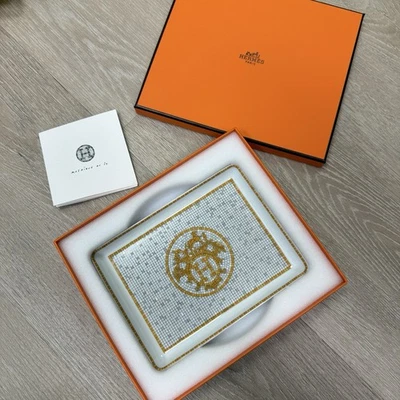 Plato de sushi Hermes Mosaique 24 dorado, nuevo en caja Foto 1 de 4