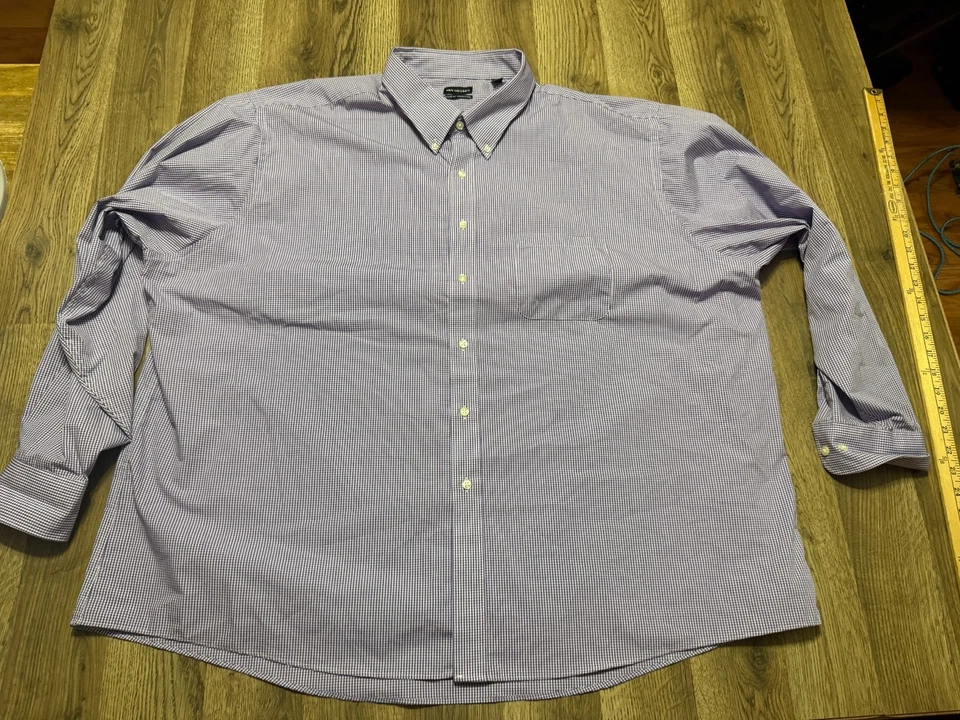 Van Heusen Shirt Mens 19.5-20, 36/37, 3XL, Button Up Purple White Regular Fit - Image 1 of 4