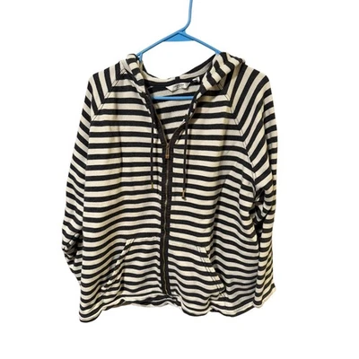 Chaqueta con capucha Liz Claiborne talla 2X a rayas cremallera completa para mujer Foto 1 de 4