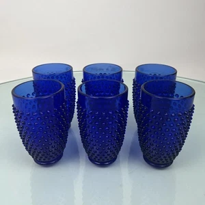 Juego de 6 vasos de té helado de agua vintage L. E. Smith azul cobalto - Imagen 1 de 8