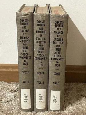 1951 3vols English, Scottish and Irish Joint-Stock Companies to 1720 William ... - Image 1 of 4