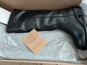 NIB Steve Madden Riggs Leather Boot Black Sz 8 - Picture 1 of 8