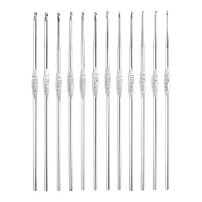 Crochet Hook Set 0.6 - 1.9mm Iron Knitting Needles, Silver Tone - Image 1 of 4