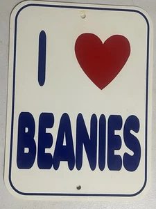 Vintage plastic I LOVE BEANIES TY Beanie Collector Hang wall sign Decor - Picture 1 of 3