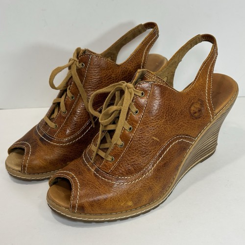 Stivaletti Timberland Earthkeepers donna 9 lucidi punta aperta pelle marrone tacco