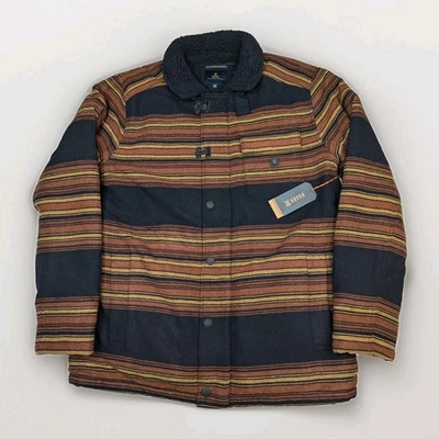 Roark Axeman Jacket Mens Large Navy Rust Striped Sherpa Lined Coat New - Image 1 of 4