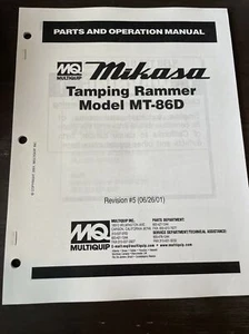 Mikasa Multiquip MT86D Tamping Rammer Jumping Jack Parts Operation Manual Book - Picture 1 of 5