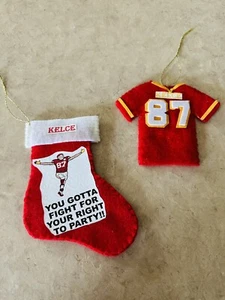 Travis Kelce Hand-Made Felt Hanging Ornaments KC Chiefs Taylor Swift 5” X 3” - Picture 1 of 5