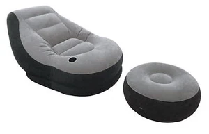 Blow Up Chair w Footrest Inflatable Ottoman Recliner Couch Bed Sofa Mattress Up - Picture 1 of 8