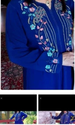 Caftán marroquí, vestido, abaya, azul galaxia, talla mediana a grande Foto 1 de 4