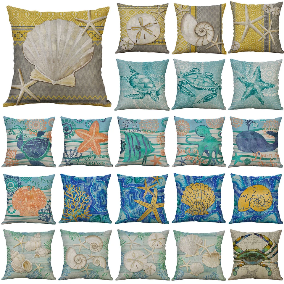 Sea Turtle Ocean Theme Home Decorative Throw Pillow Covers 18” Cushion Covers - Image 1 of 4