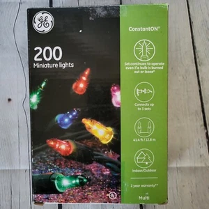 GE 200 Miniature Lights Constant On Indoor Outdoor Use Christmas Lights Multi - Picture 1 of 5
