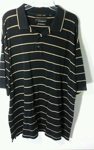 Camisa de golf GREG NORMAN para hombre talla XXL mercerizada 60/2 algodón a rayas negro/topo - Imagen 1 de 7