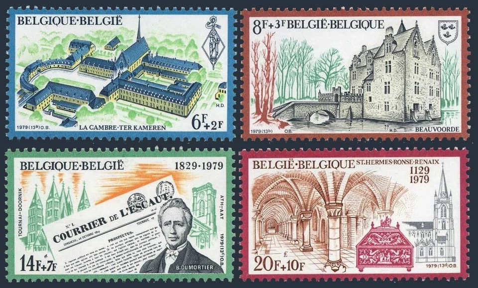 Belgium B983-B986,MNH.Mi 1992-1995. 1979, Notre Dame de la Cambre Abbey. Castle. - Image 1 of 1