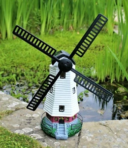 SOLAR GARDEN ORNAMENT LED POWERED WINDMILL LIGHT HOUSE OUTDOOR IN - Picture 1 of 7
