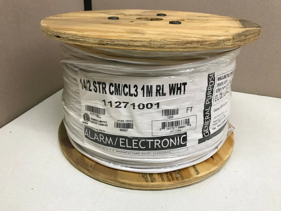 Cable de baja tensión Honeywell Genesis 1000 ft 14awg 2c STR CM/CL3 blanco 11271001 Foto 1 de 1