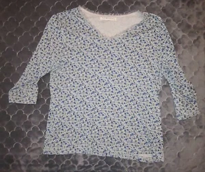 Mujer 3/4" Manga Floral Camisas Encaje Ribete Victoria Jones Grande Sin Etiqueta - Imagen 1 de 3