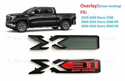 Overlay 2PC Gloss black Red X31 Off Road Emblem 2019-24 Sierra 1500 2500HD 3500H - Image 1 of 4