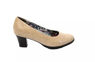 Zapatos de salón Hotter Angelica talla 11 para mujer zapatos de tacón beige de cuero para cancha Foto 1 de 4