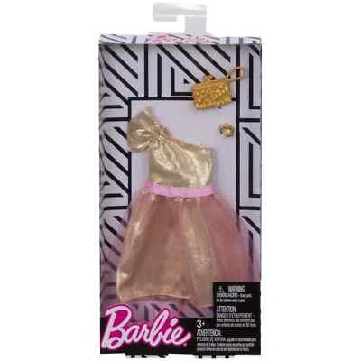 Barbie Complete Looks Vestido Dorado Un Hombro con Conjunto de Tul Rosa FKT10 Foto 1 de 3