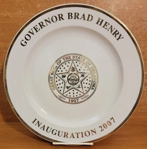 SYD-DO OKLAHOMA GOVERNOR BRAD HENRY EINWEIHUNG 2007 Platte, 12" Gold, EUC - Bild 1 von 8