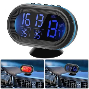 12V Digital LED Alarm Auto Electronic Car Clock Voltmeter Thermometer 3 In 1 - Picture 1 of 14