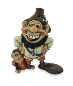 Les Alpes 015 81705 Pirate Black Jack With Monkey 3 11/16in Resin Decorative - Picture 1 of 1