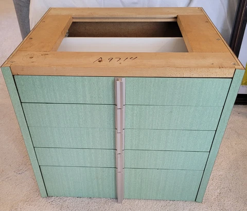 Vintage Green  5 Drawer Dental Cabinet White Metal Enamel Drawers Cover