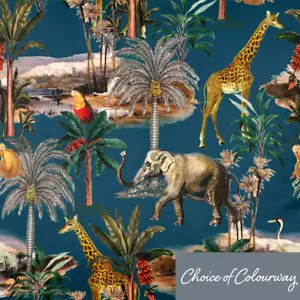 Luxury Designer Eco-Velvet Fabric Upholstery Curtain Craft Metre Safari Voyage - Picture 1 of 43