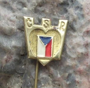 Vintage CSR Czech Czechoslovakian National Flag Czechoslovakia Pin Badge - Picture 1 of 2