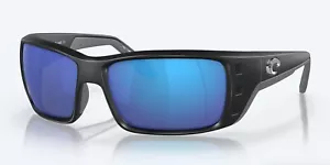 NEW Costa Del Mar PERMIT Matte Black & Blue Mirror Polarized Glass 580G - Picture 1 of 4